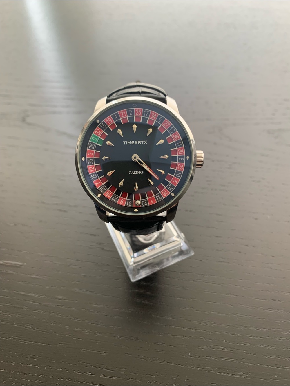 Roulette Casino Silver Watch with Black Dial